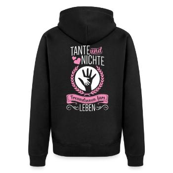 Tante Nichte beste Freunde Freundinnen Patentante - Unisex Premium Bio Zip Hoodie - Schwarz - Hinten - Nico (187cm)