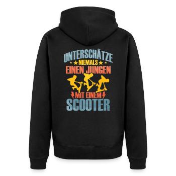 Scooter - Unisex Premium Bio Zip Hoodie - Schwarz - Hinten - Nico (187cm)