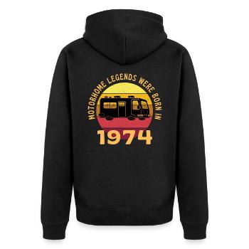Motorhome Legends Born In 1974 - Unisex Premium Organic Zip Hoodie - black - Back - Nico (187cm)