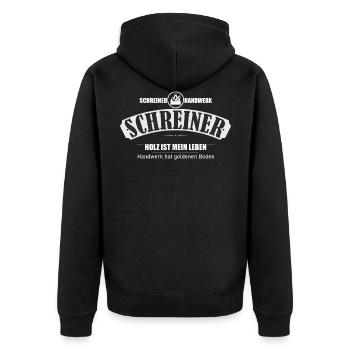 Schreiner Handwerk - Unisex Premium Bio Zip Hoodie - Schwarz - Hinten - Nico (187cm)
