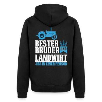 Bester Bruder und Landwirt der Welt Bauer Vatertag - Unisex Premium Bio Zip Hoodie - Schwarz - Hinten - Nico (187cm)
