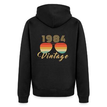 Jahrgang 1984 Cool Good Vibes Sonnenbrille - Unisex Premium Bio Zip Hoodie - Schwarz - Hinten - Nico (187cm)