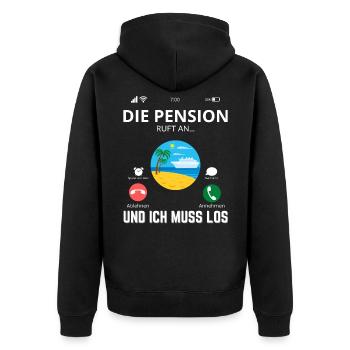 Pension Ruhestand Rente Verbeamtet - Unisex Premium Bio Zip Hoodie - Schwarz - Hinten - Nico (187cm)