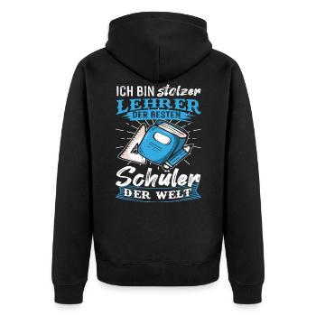 Stolzer Lehrer der besten Schüler der Welt Spruch - Unisex Premium Bio Zip Hoodie - Schwarz - Hinten - Nico (187cm)