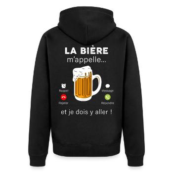 L' appel de bière idée cadea papa, papy - Veste à capuche bio Premium Unisexe - noir - Dos - Nico (187cm)