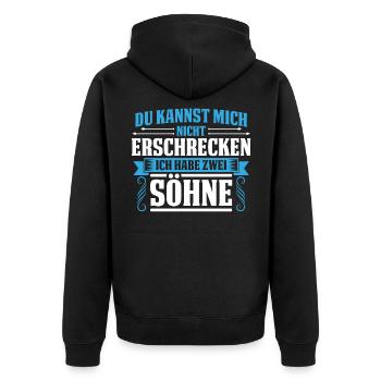 Vater von zwei Söhnen Papa Sohn Vatertag - Unisex Premium Bio Zip Hoodie - Schwarz - Hinten - Nico (187cm)