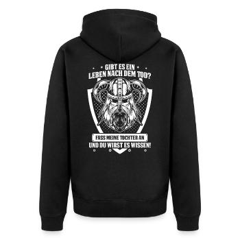 Wikinger Papa Tochter Vater Vatertag Viking - Unisex Premium Bio Zip Hoodie - Schwarz - Hinten - Nico (187cm)