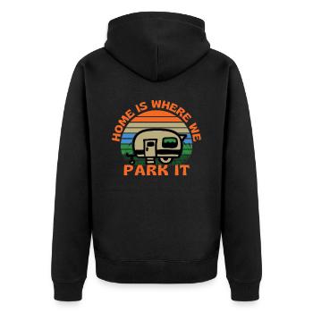 Caravan Home Is Where We Park It Camping - Unisex Premium Organic Zip Hoodie - black - Back - Nico (187cm)