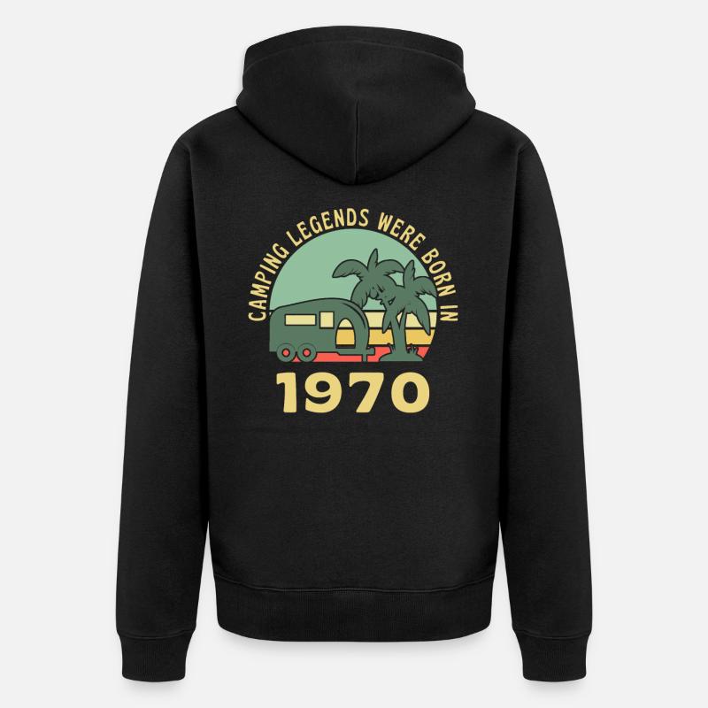 Camping Legends Né En 1970 Caravan - Veste à capuche bio Premium Unisexe - noir