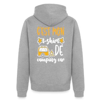 Camping-Car Caravane dicton de camping drôle - Unisex Premium Bio Zip Hoodie - Grau meliert - Hinten - Nico (187cm)