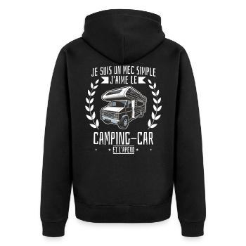 J'aime le camping car et l'apéro Caravane Camping - Unisex Premium Bio Zip Hoodie - Schwarz - Hinten - Nico (187cm)