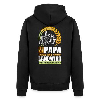 Papa und Landwirt Bester Vater der Welt Bauer - Unisex Premium Bio Zip Hoodie - Schwarz - Hinten - Nico (187cm)