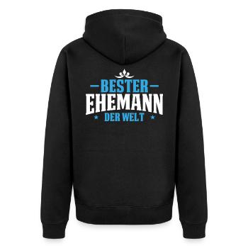 Bester Ehemann der Welt Hochzeitstag Jahrestag - Unisex Premium Bio Zip Hoodie - Schwarz - Hinten - Nico (187cm)