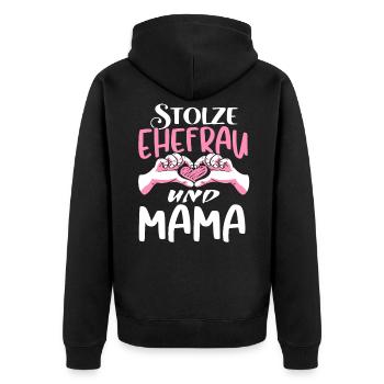 Stolze Ehefrau und Mama Hochzeitstag Jahrestag - Unisex Premium Bio Zip Hoodie - Schwarz - Hinten - Nico (187cm)