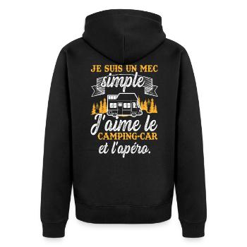 J'aime le camping-car et l'apéro Caravane Camping - Unisex Premium Bio Zip Hoodie - Schwarz - Hinten - Nico (187cm)