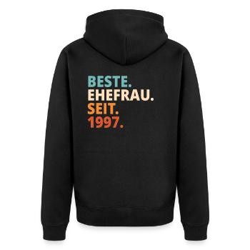 Beste Ehefrau Seit 1997 Hochzeitstag Jahrestag - Unisex Premium Bio Zip Hoodie - Schwarz - Hinten - Nico (187cm)