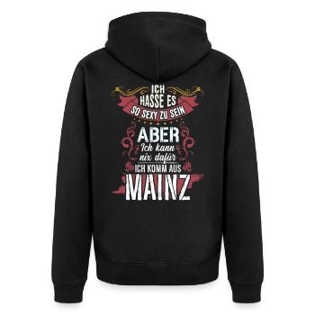 Ich hasse es so sexy zu sein #Mainz - Unisex Premium Bio Zip Hoodie - Schwarz - Hinten - Nico (187cm)
