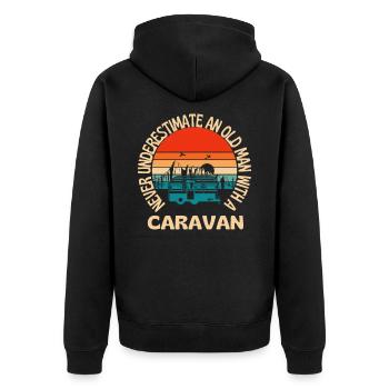 vieil homme, à, a, caravane, camping, camping - Veste à capuche bio Premium Unisexe - noir - Dos - Nico (187cm)