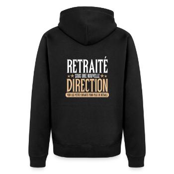 Nouvelle direction à la retraite Petits-enfants - Unisex Premium Bio Zip Hoodie - Schwarz - Hinten - Nico (187cm)