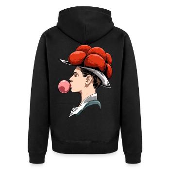Bollenhut Kaugummi Schwarzwald für einen - Unisex Premium Bio Zip Hoodie - Schwarz - Hinten - Nico (187cm)