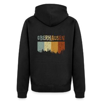 Oberhausen - Unisex Premium Bio Zip Hoodie - Schwarz - Hinten - Nico (187cm)