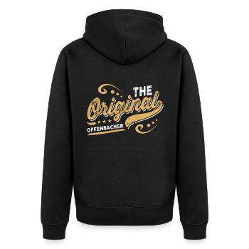 The original Offenbacher - Unisex Premium Bio Zip Hoodie - Schwarz - Hinten - Nico (187cm)