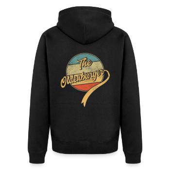 The Oldenburger - Unisex Premium Bio Zip Hoodie - Schwarz - Hinten - Nico (187cm)