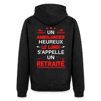Un ambulancier heureux le lundi s'appelle retraité - Veste à capuche bio Premium Unisexe - noir - Dos - Nico (187cm)