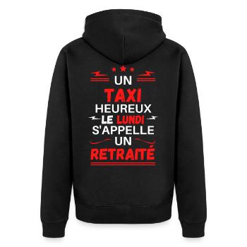 Un taxi heureux le lundi s'appelle un retraité - Veste à capuche bio Premium Unisexe - noir - Dos - Nico (187cm)