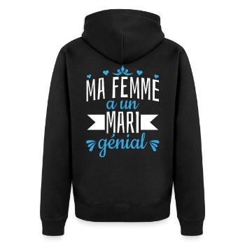 Ma Femme a un Mari génial Jour de mariage marié - Unisex Premium Bio Zip Hoodie - Schwarz - Hinten - Nico (187cm)