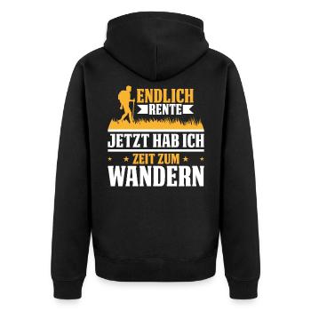 Rente zeit zum Wandern Rentner Ruhestand Wanderer - Unisex Premium Bio Zip Hoodie - Schwarz - Hinten - Nico (187cm)