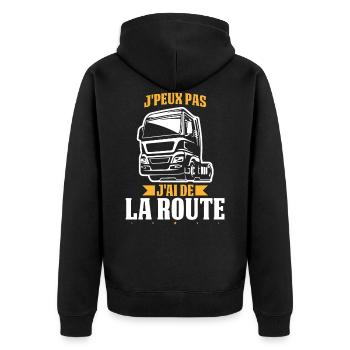 Routier Camionneur Camion Route Humour Cadeau - Unisex Premium Bio Zip Hoodie - Schwarz - Hinten - Nico (187cm)
