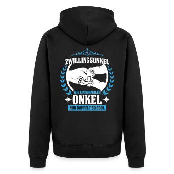 Onkel von Zwillingen Zwillingsonkel Bester der - Unisex Premium Bio Zip Hoodie - Schwarz - Hinten - Nico (187cm)
