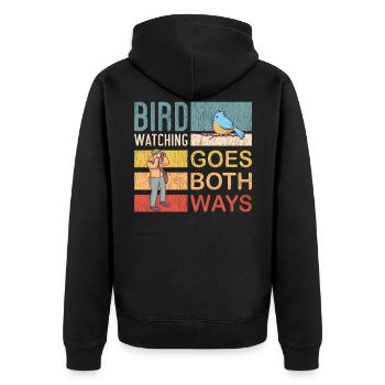 Vogelbeobachtung Birdwatching Vogel Geschenk - Unisex Premium Bio Zip Hoodie - Schwarz - Hinten - Nico (187cm)
