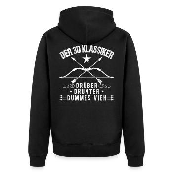 Pfeil und Bogen Bogenschießen 3d Bogenschütze - Unisex Premium Bio Zip Hoodie - Schwarz - Hinten - Nico (187cm)
