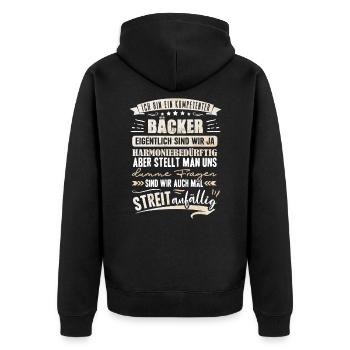 Bäcker backen Bäckerei Brot backen Backwaren Fun - Unisex Premium Bio Zip Hoodie - Schwarz - Hinten - Nico (187cm)