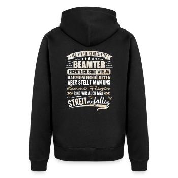 Beamter Verbeamtung Beamte Zoll - Unisex Premium Bio Zip Hoodie - Schwarz - Hinten - Nico (187cm)