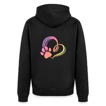 Hundepfote Herz Bunt Regenbogen Farben - Unisex Premium Bio Zip Hoodie - Schwarz - Hinten - Nico (187cm)