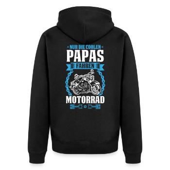 Coole Papas fahren Motorrad Biker Vater Vatertag - Unisex Premium Bio Zip Hoodie - Schwarz - Hinten - Nico (187cm)
