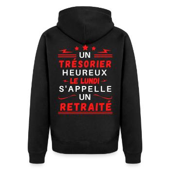 Un trésorier heureux le lundi s'appelle retraité - Veste à capuche bio Premium Unisexe - noir - Dos - Nico (187cm)