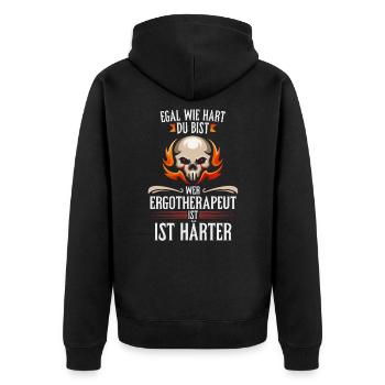 Ergotherapeut Therapeut - Unisex Premium Bio Zip Hoodie - Schwarz - Hinten - Nico (187cm)