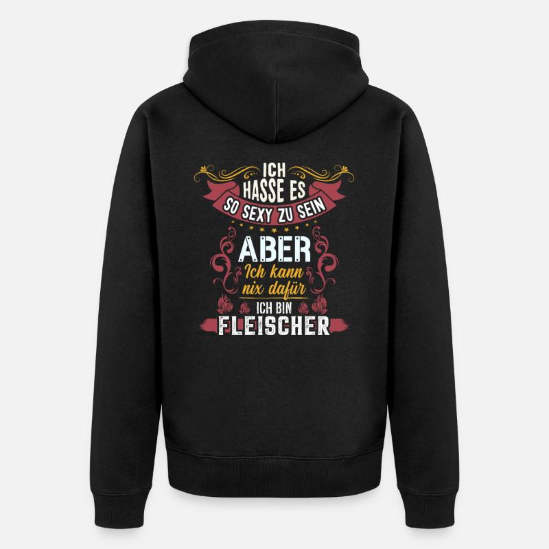 Fleischer Fleisch - Unisex Premium Bio Zip Hoodie - Schwarz