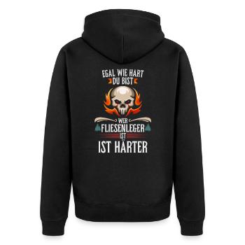 Fliesenleger Fliesen - Unisex Premium Bio Zip Hoodie - Schwarz - Hinten - Nico (187cm)