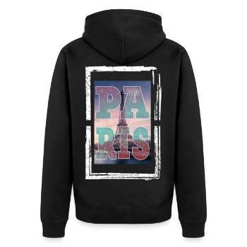 Paris Eiffelturm Frankreich Stadt Skyline Heimat - Unisex Premium Bio Zip Hoodie - Schwarz - Hinten - Nico (187cm)