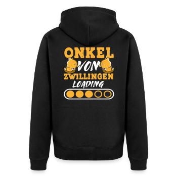 Onkel von Zwillingen Loading Schwangerschaft - Unisex Premium Bio Zip Hoodie - Schwarz - Hinten - Nico (187cm)