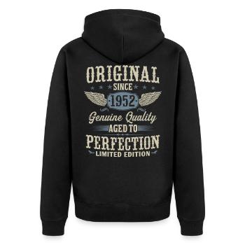 Vintage 1952 Original Vintage Birthday Gift - Unisex Premium Organic Zip Hoodie - black - Back - Nico (187cm)