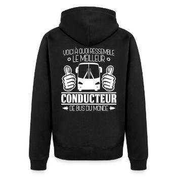 Meilleur Conducteur de Bus du monde Chauffeur - Unisex Premium Bio Zip Hoodie - Schwarz - Hinten - Nico (187cm)