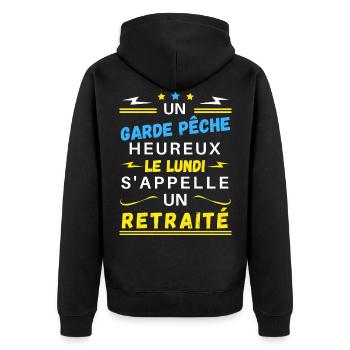 Un garde pêche heureux le lundi s'appelle retraité - Veste à capuche bio Premium Unisexe - noir - Dos - Nico (187cm)