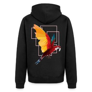 Vogel Tier Dschungel - Unisex Premium Bio Zip Hoodie - Schwarz - Hinten - Nico (187cm)