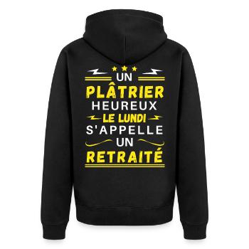 Un plâtrier heureux le lundi s'appelle un retraité - Veste à capuche bio Premium Unisexe - noir - Dos - Nico (187cm)